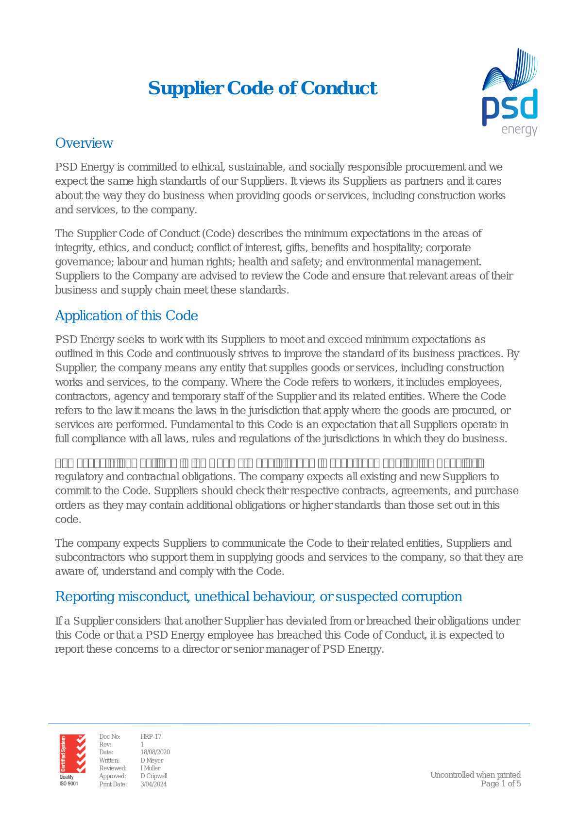 Supplier Code of Conduct